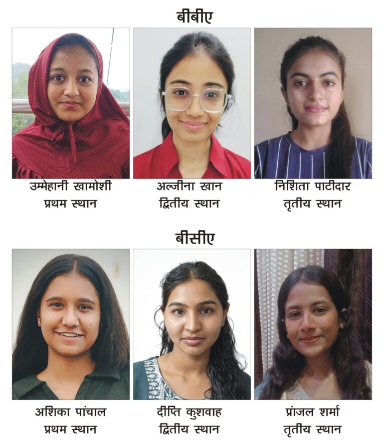 रतलाम के रॉयल कॉलेज विद्यार्थियों ने किया उत्कृष्ट प्रदर्शन : BBA और BCA तृतीय वर्ष परीक्षा परिणामों में