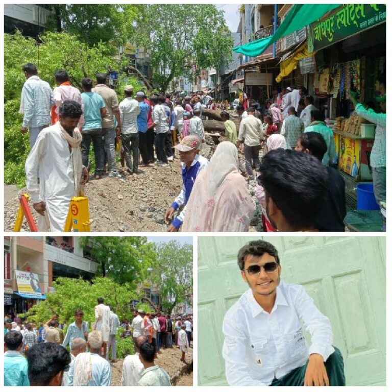 सैलाना में बड़ा हादसा टला: पाइप लाइन की खुदाई के दौरान गिरा विशाल नीम का पेड़, एक युवक घायल,घटना के बाद दो पक्षों में जमकर हुआ विवाद
